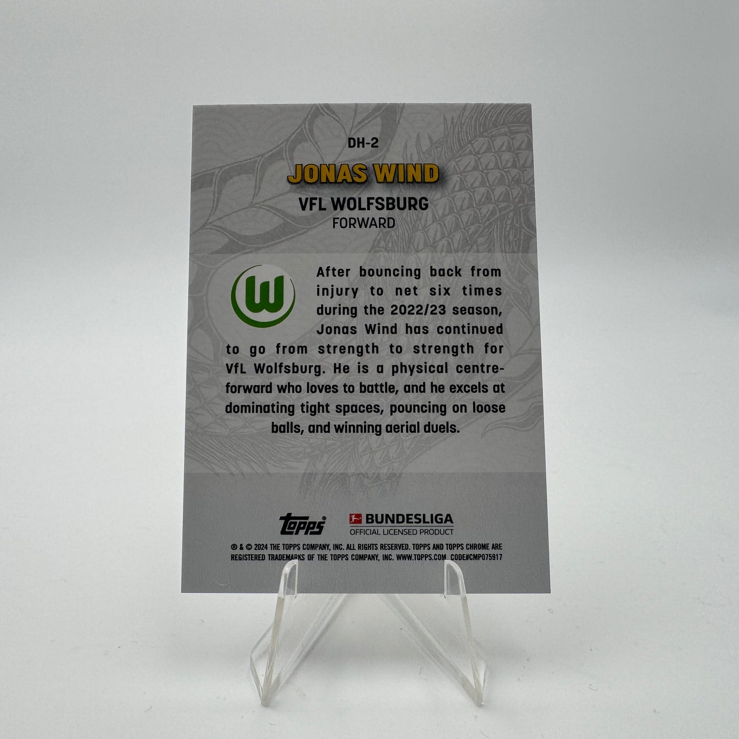 Jonas Wind - VFL Wolfsburg - Topps Chrome Jade Bundesliga 23/24 - 1/1 Dragonheart