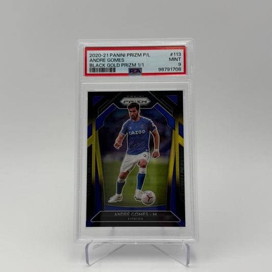 Andre Gomes - Everton - Panini Prizm PL 2020/21 - Black Gold Prizm 1/1 - PSA 9