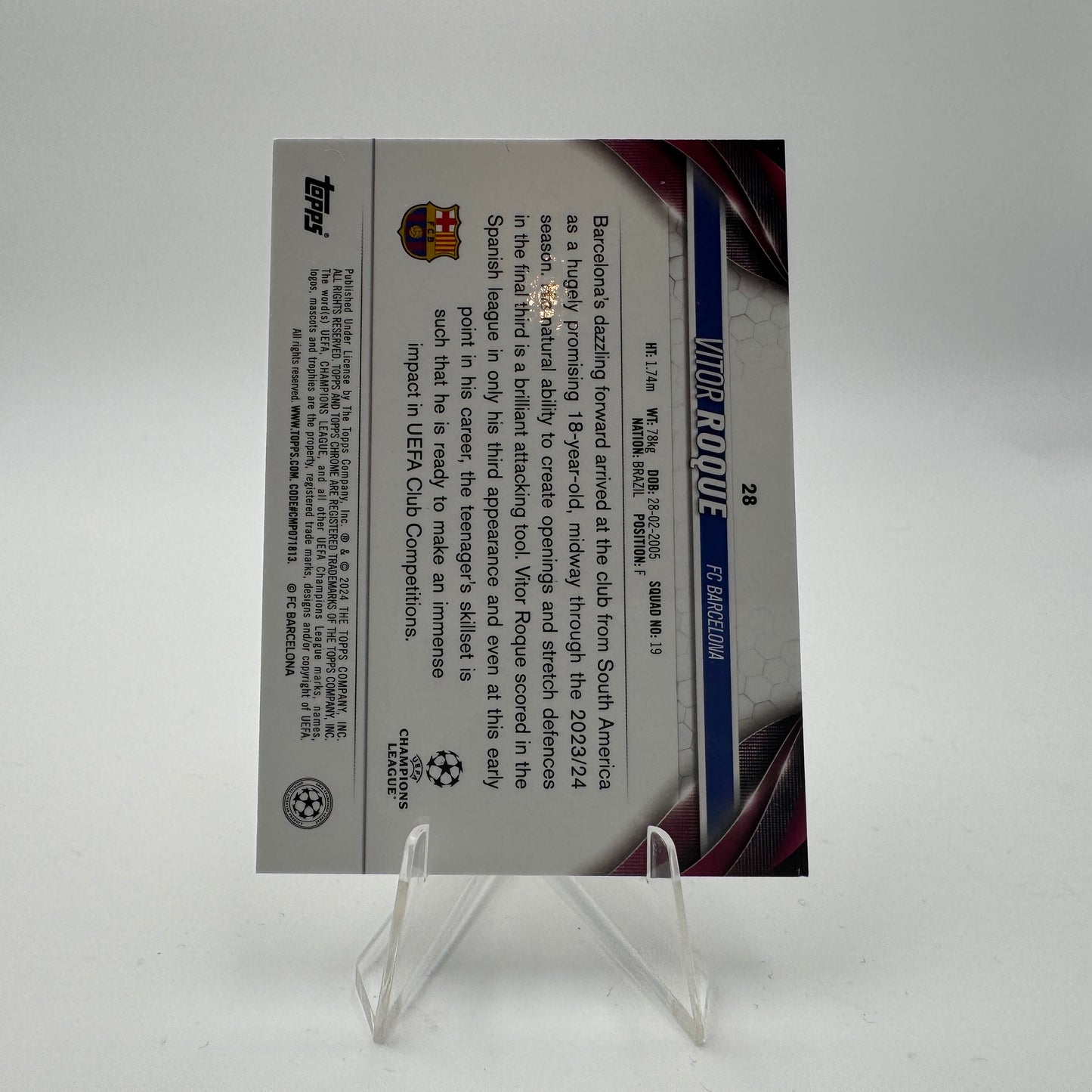 Vitor Roque RC - FC Barcelona - Topps Chrome Sapphire UCC 23/24 - 52/75