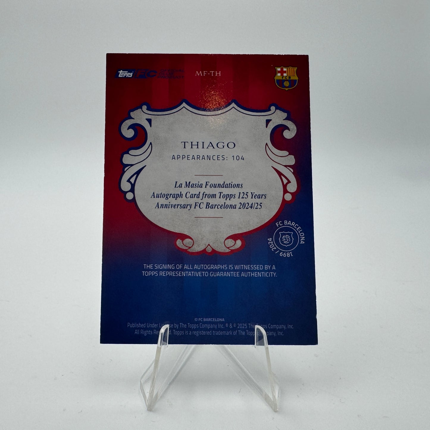 Thiago - FC Barcelona - Topps Barcelona 125 - Autograph La Masia 38/50