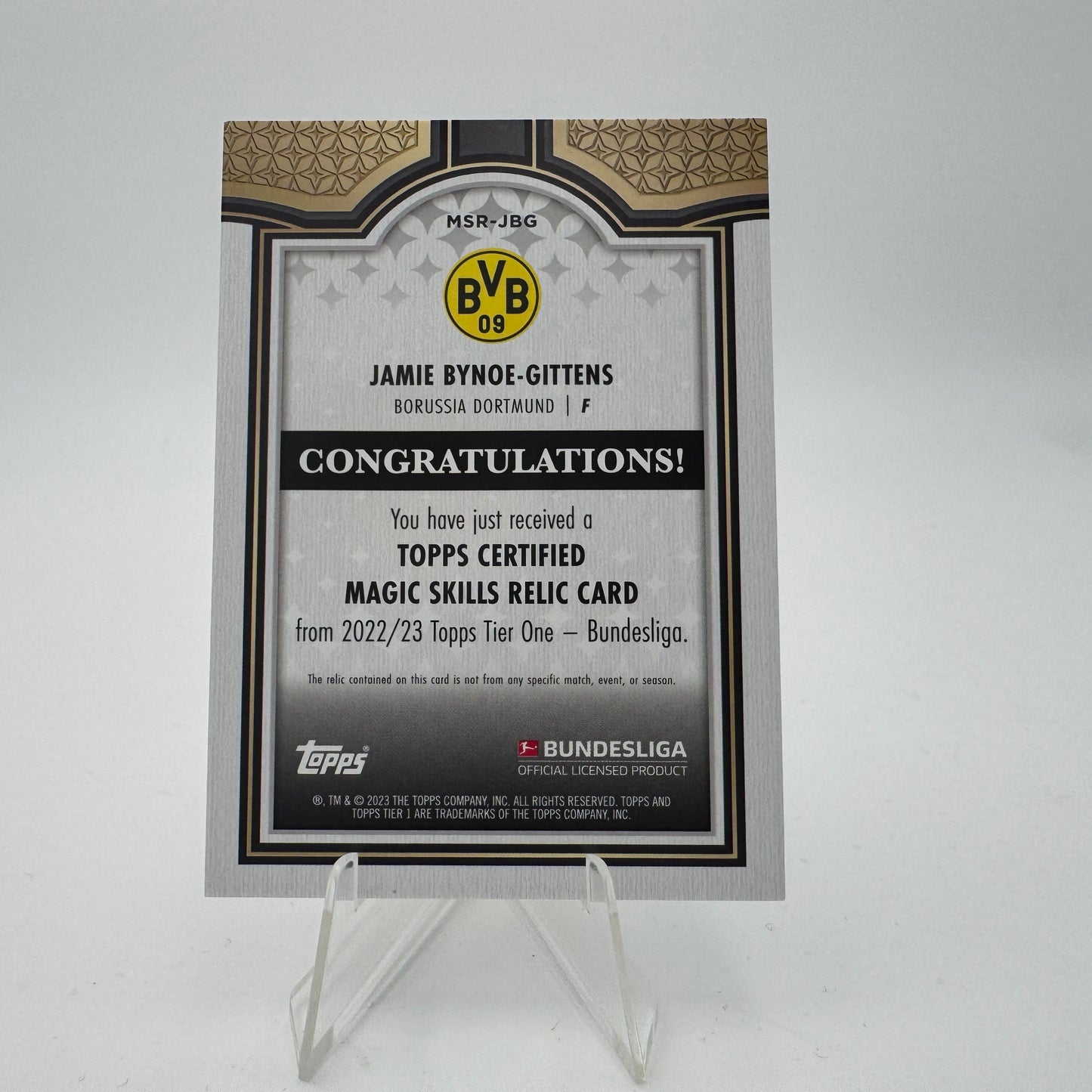 Bynoe Gittens RC - Borussia Dortmund - Topps Tier One 2022/23 - Relic 089/144