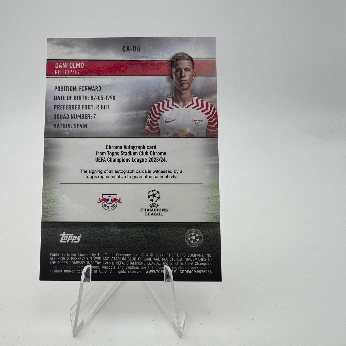 Dani Olmo - RB Leipzig - Topps Stadium Chrome 2023/24 - Autograph 39/50 STAMP Members Only