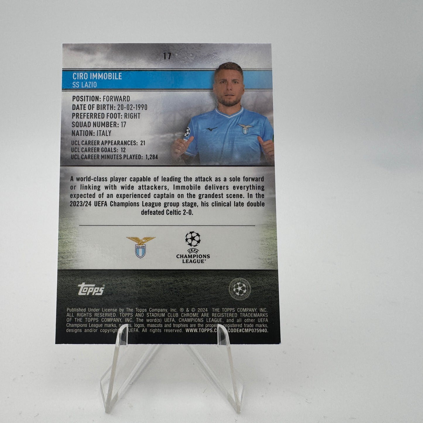 Ciro Immobile - Lazio - Topps Stadium Chrome 2023/24 - 14/25