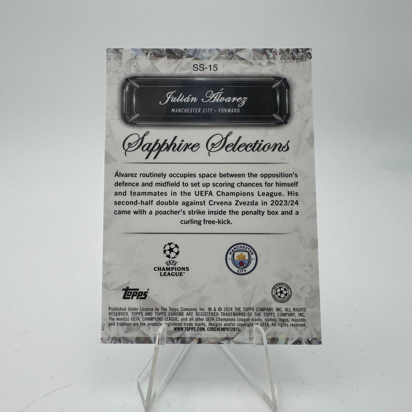 Julian Alvarez - Manchester City - Topps Chrome Sapphire UCC 2023/24 - Sapphire Selections