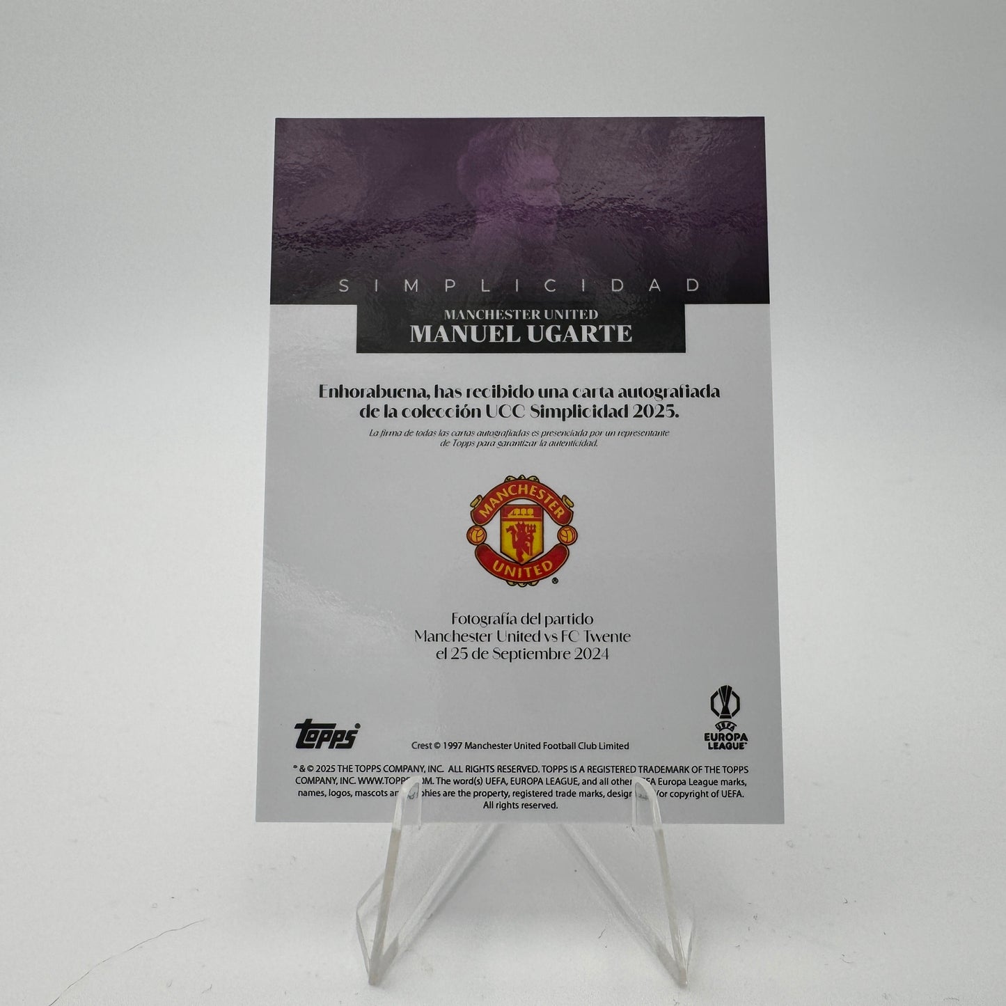 Manuel Ugarte - Manchester United - Topps Simplicidad 2025 - Autograph 22/25