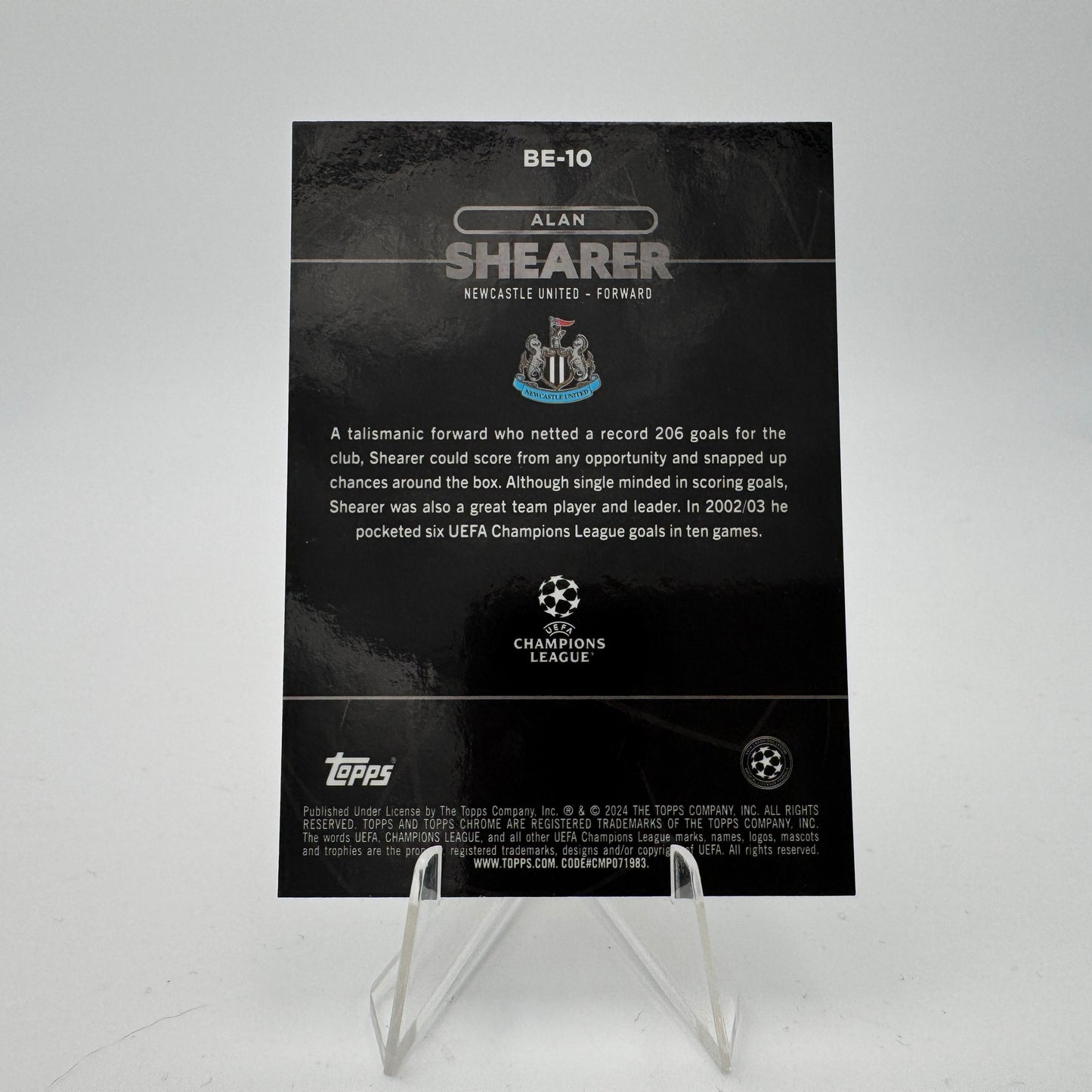 Alan Shearer - Newcastle United - Topps Chrome UCC 23/24 - Shadow Etch (Case Hit)