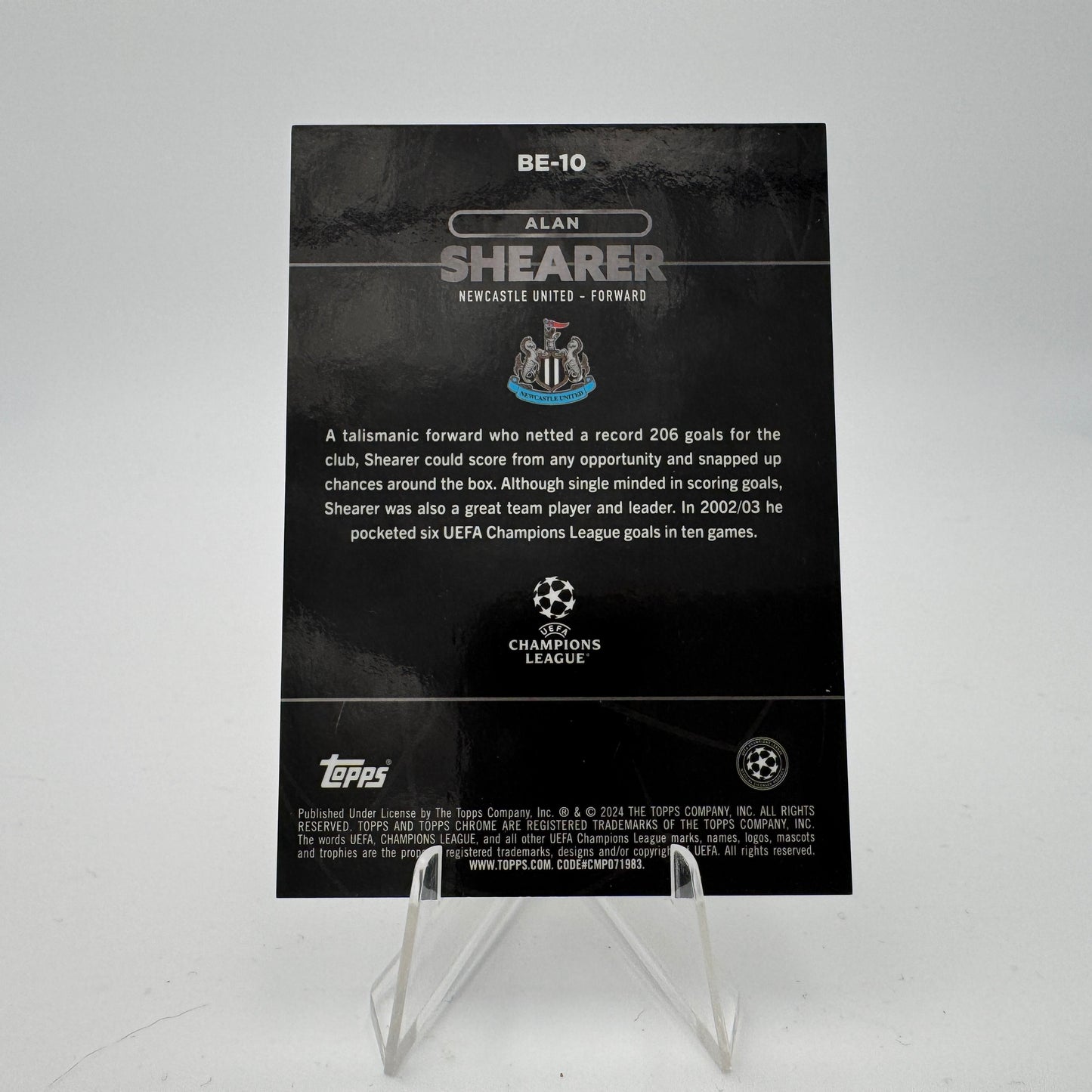Alan Shearer - Newcastle United - Topps Chrome UCC 23/24 - 01/25 Shadow Etch (Case Hit)