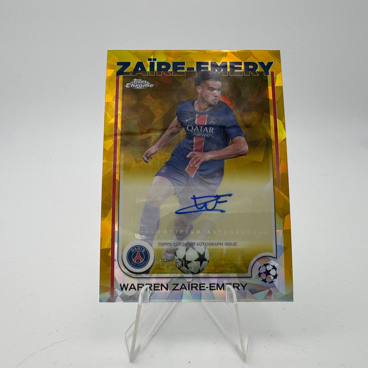 Warren Zaire Emery - PSG - Topps Chrome Sapphire UCC 2024/25 - Autograph 12/50
