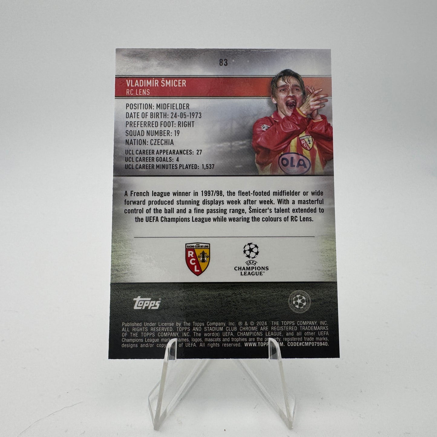 Vladimir Smicer - RC Lens - Topps Stadium Chrome 2023/24 - 110/199