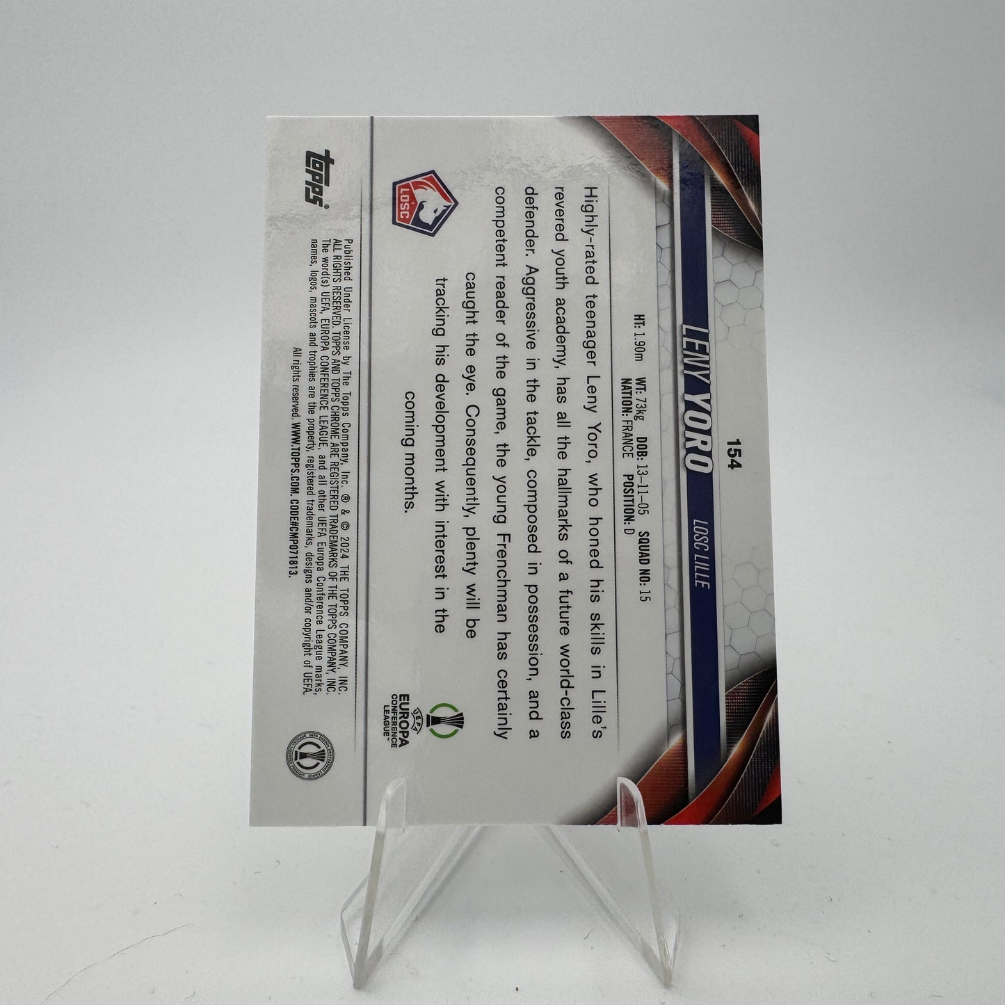 Leny Yoro RC - LOSC - Topps Chrome UCC 2023/24 - 002/199