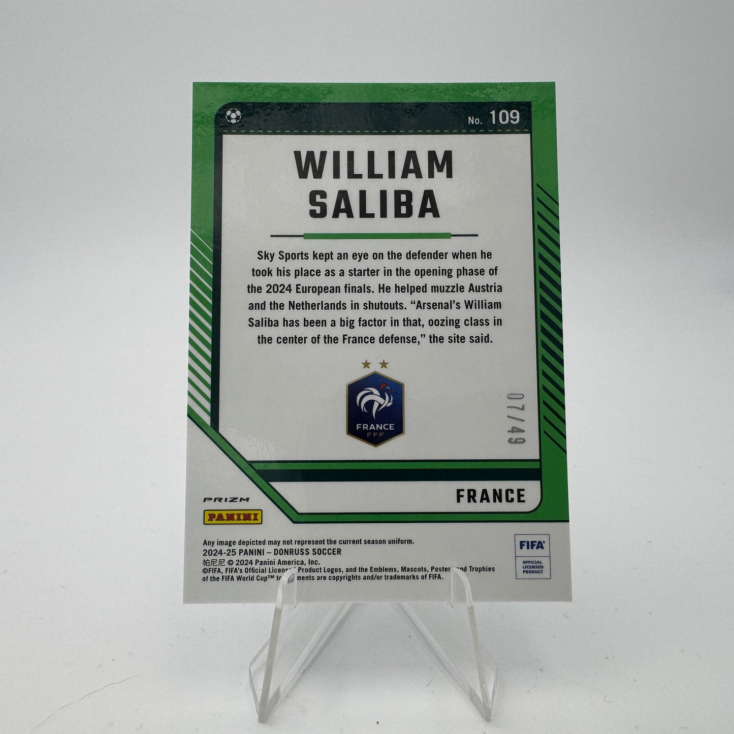 William Saliba - FRANCE - Panini Donruss 2024/25 - Optic 07/49