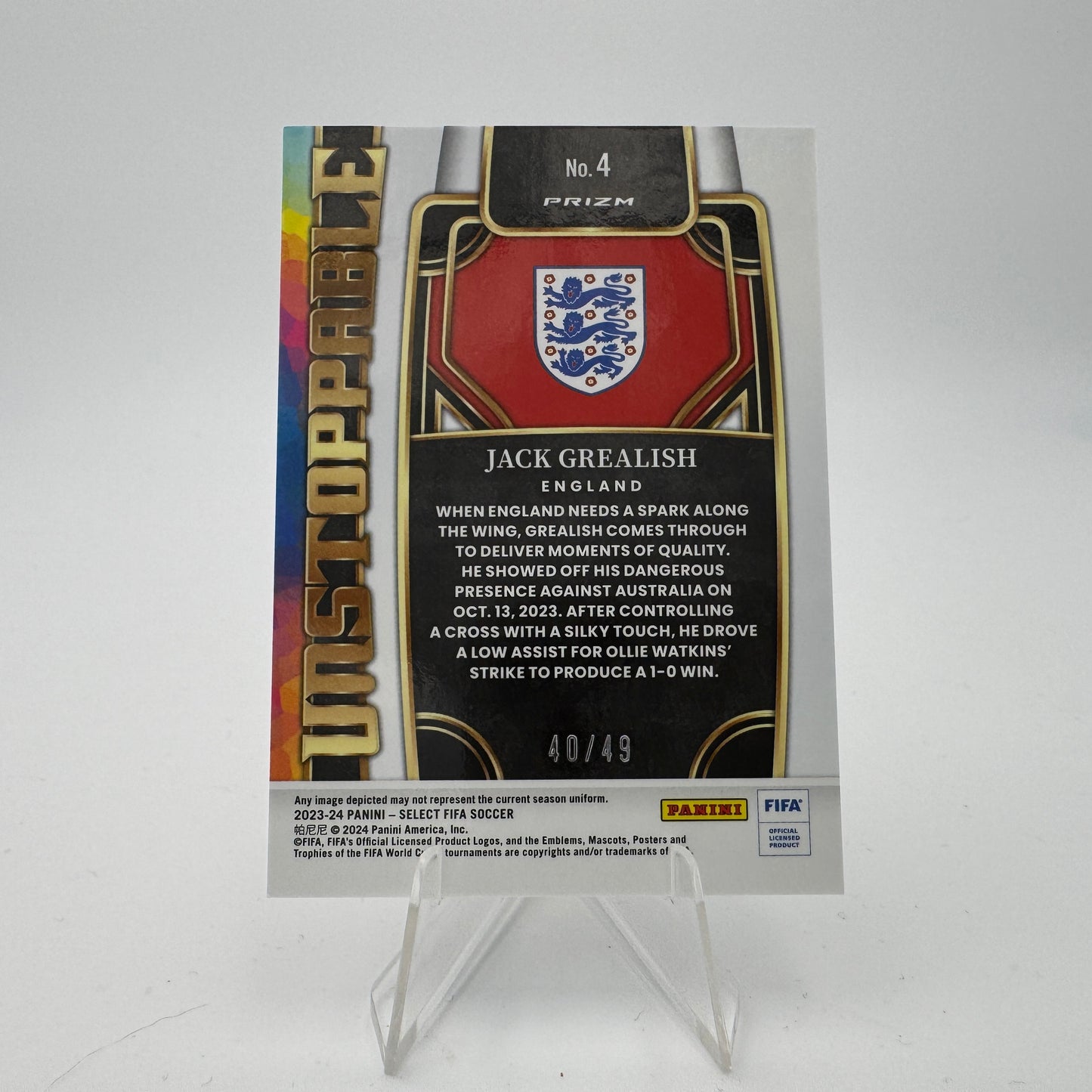 Jack Grealish - England - Panini Select 2023/24 - 40/49