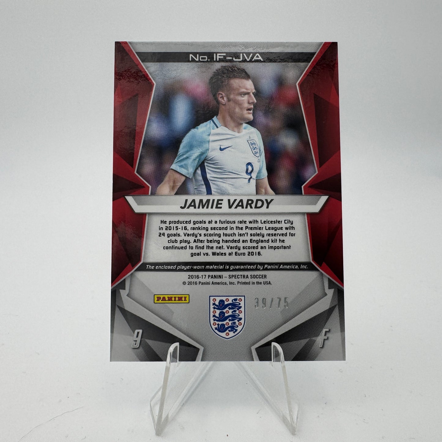 Jamie Vardy - England - Panini Spectra 2016/17 - Relic 39/75