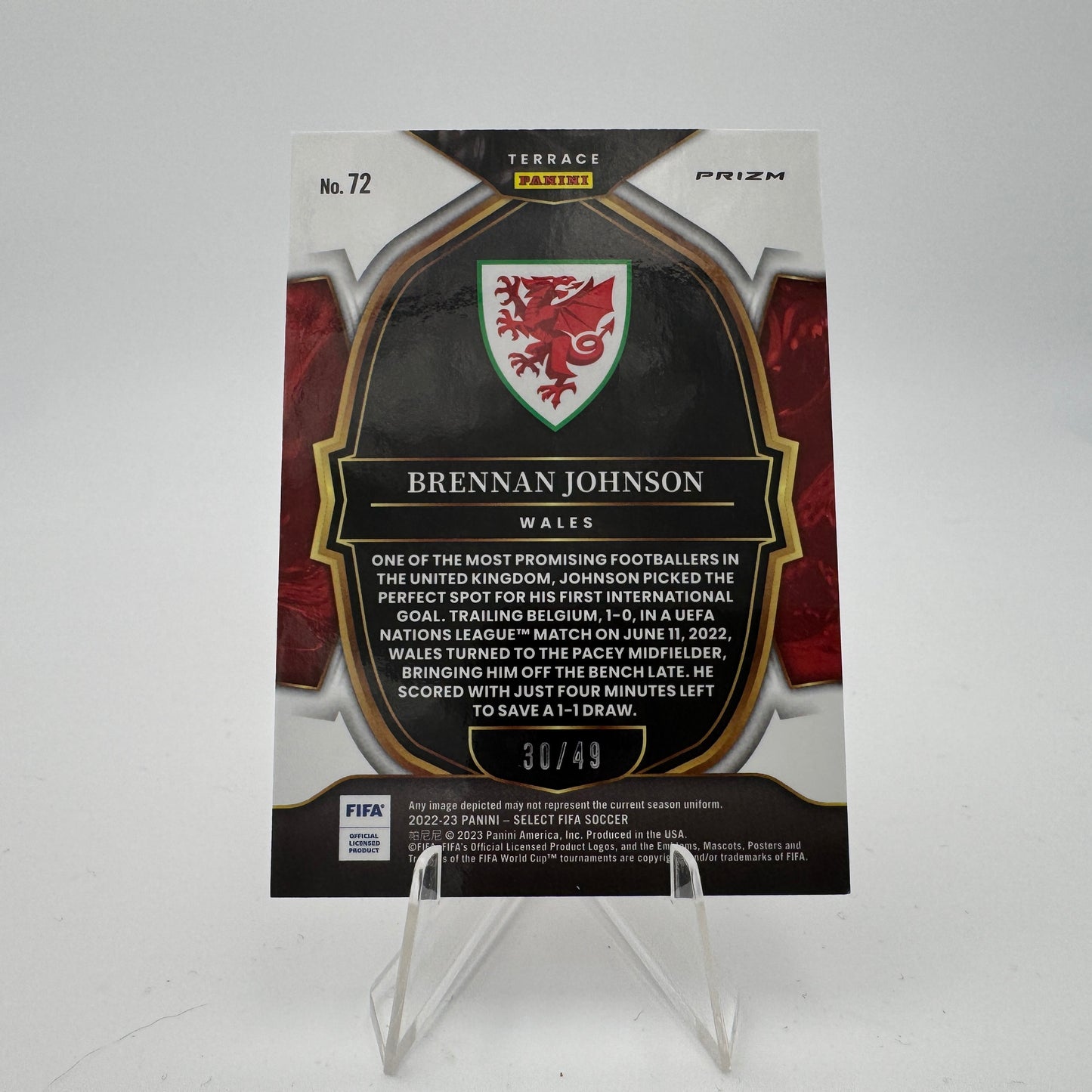 Brennan Johnson RC - Wales - Panini Select 2022/23 - 30/49