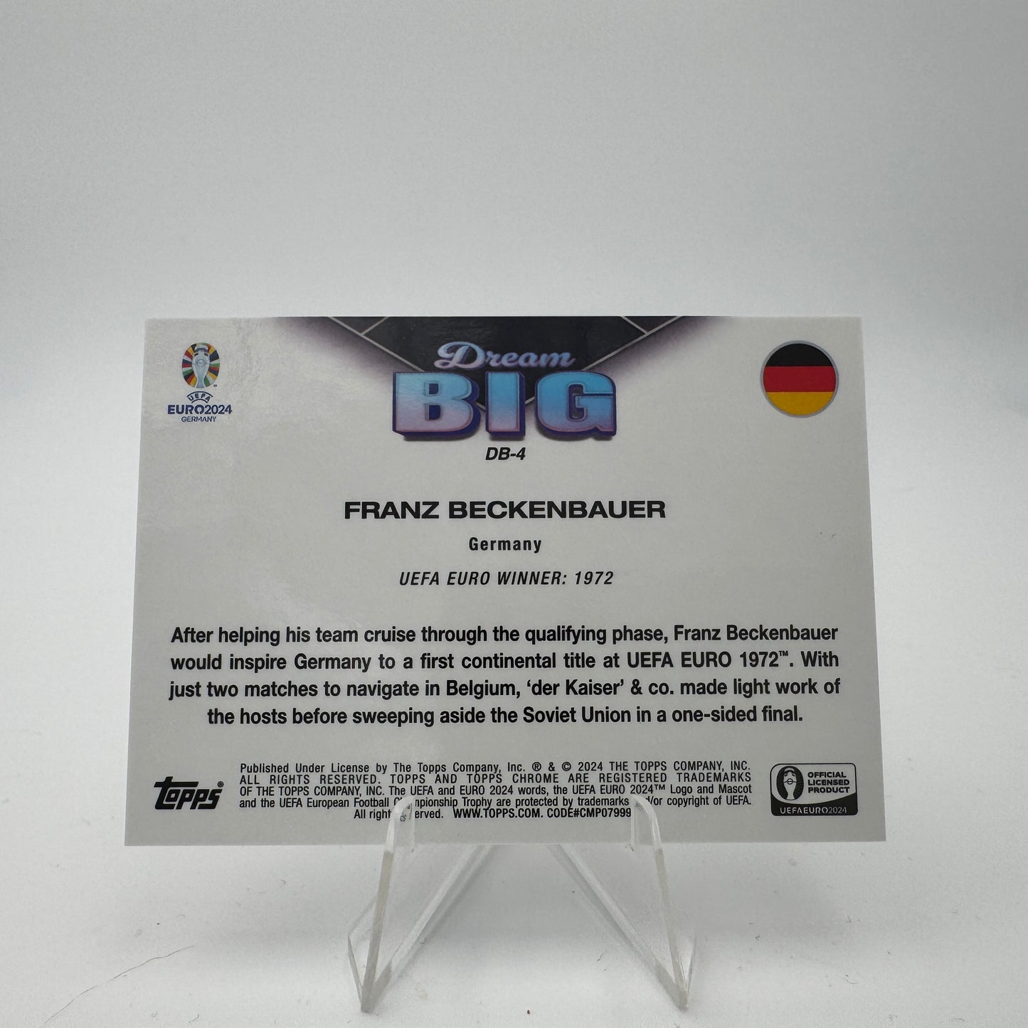 Franz Beckenbauer - Germany - Topps Chrome Sapphire EURO 2024 - 12/50