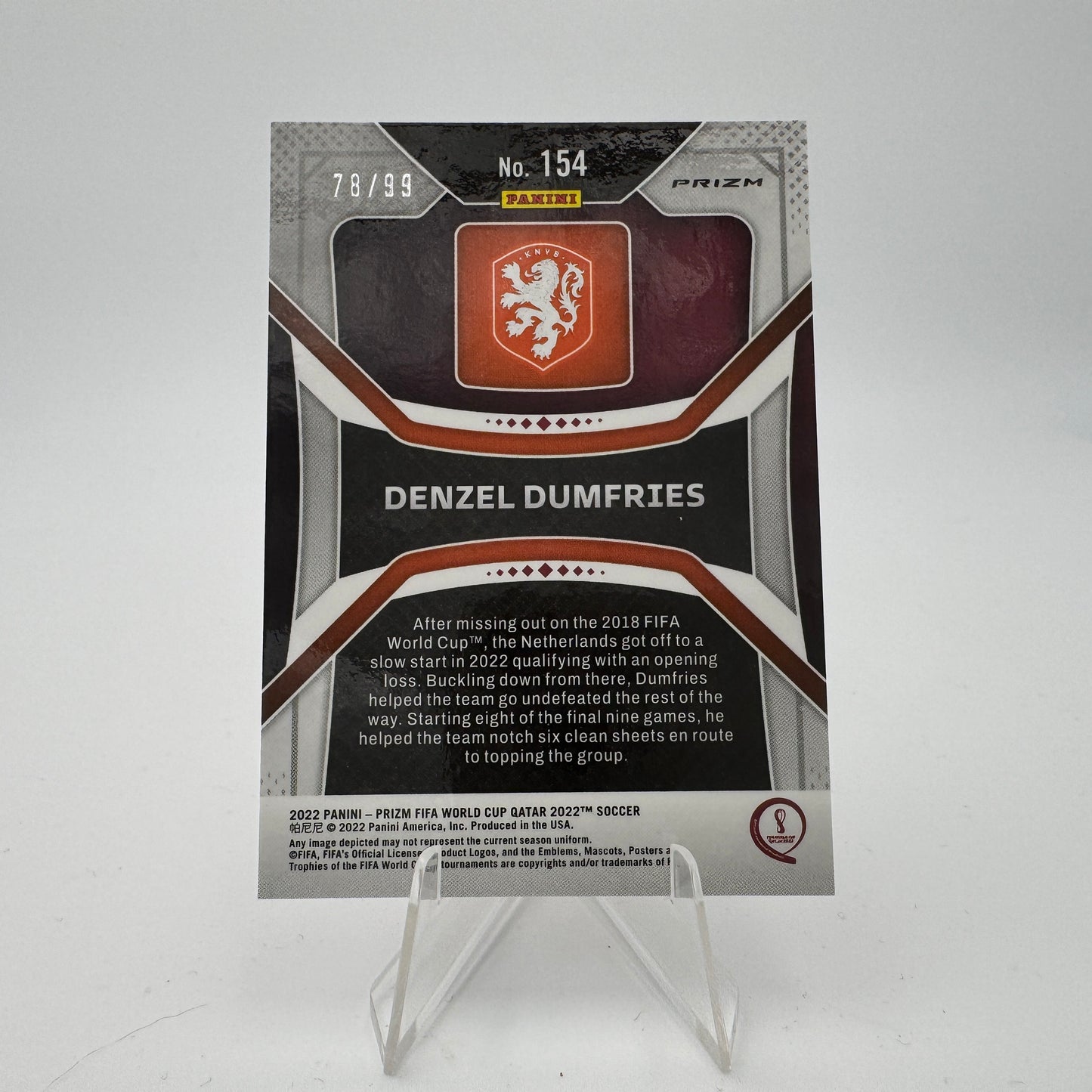 Denzel Dumfries - Netherlands - Panini Prizm WC Qatar 2022 - 78/99
