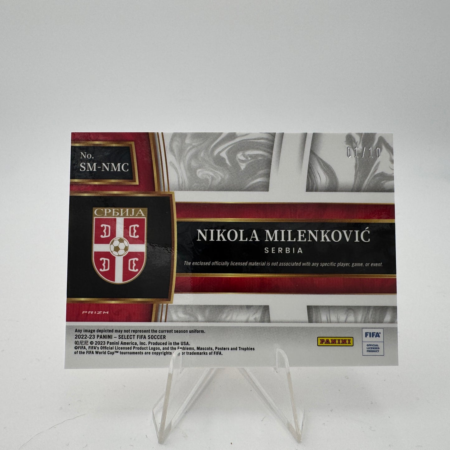 Nikola Milenkovic - Serbia - Panini Select FIFA 2022/23 - Relic 01/10