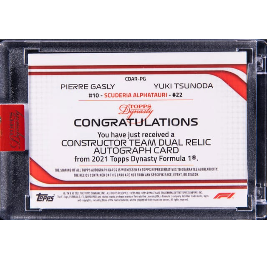 Yuki Tsunoda / Pierre Gasly - Alphatauri - Topps Dynasty F1 2021 - Dual auto relic 5/5