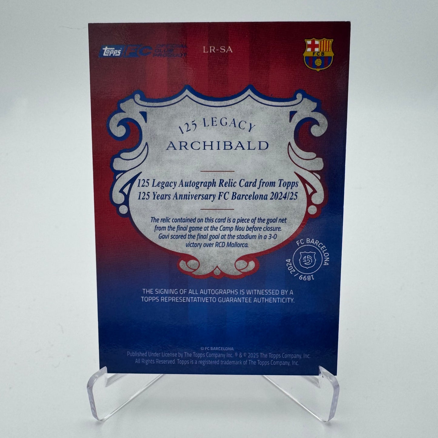 Steve Archibald - FC Barcelona - Topps Barcelona 125 - Auto Relic 01/25