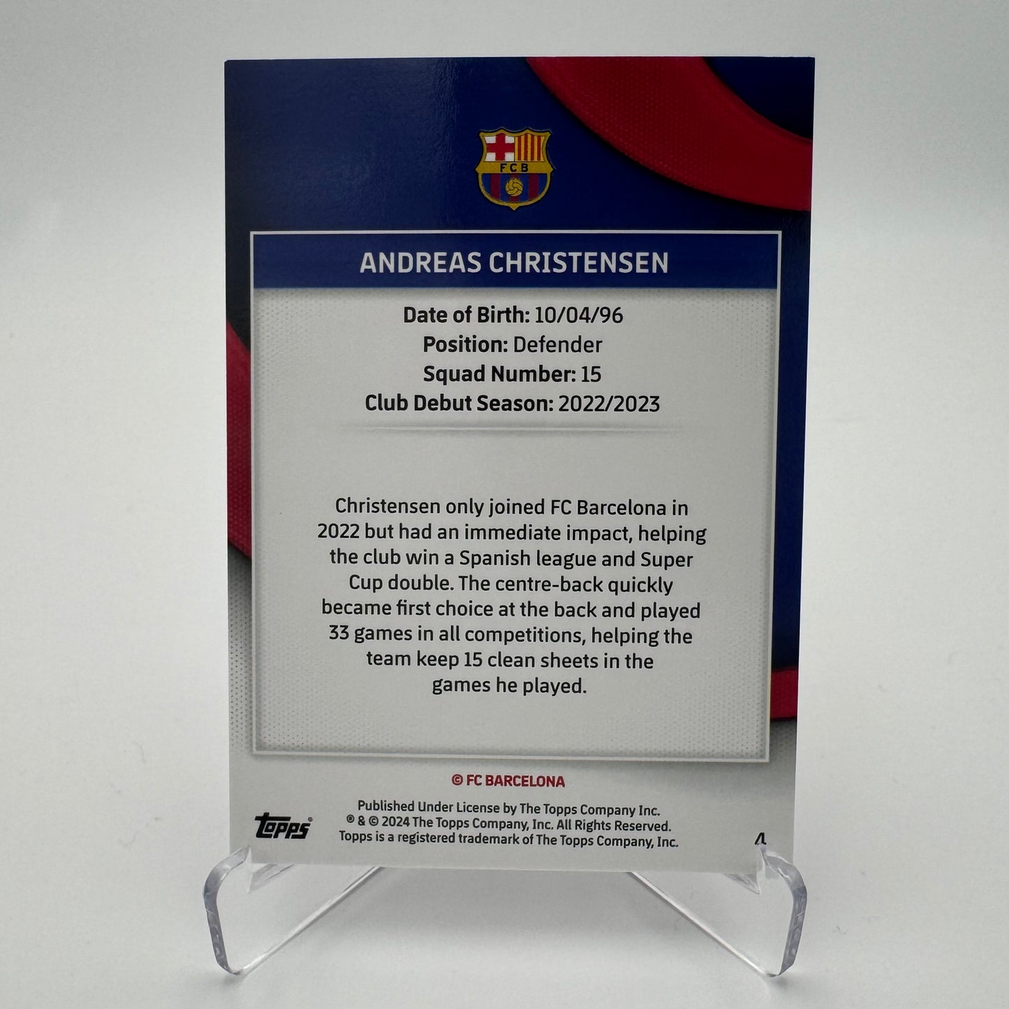 Andreas Christensen - FC Barcelona - Topps Team Set Barcelona 23/24 - 88/99
