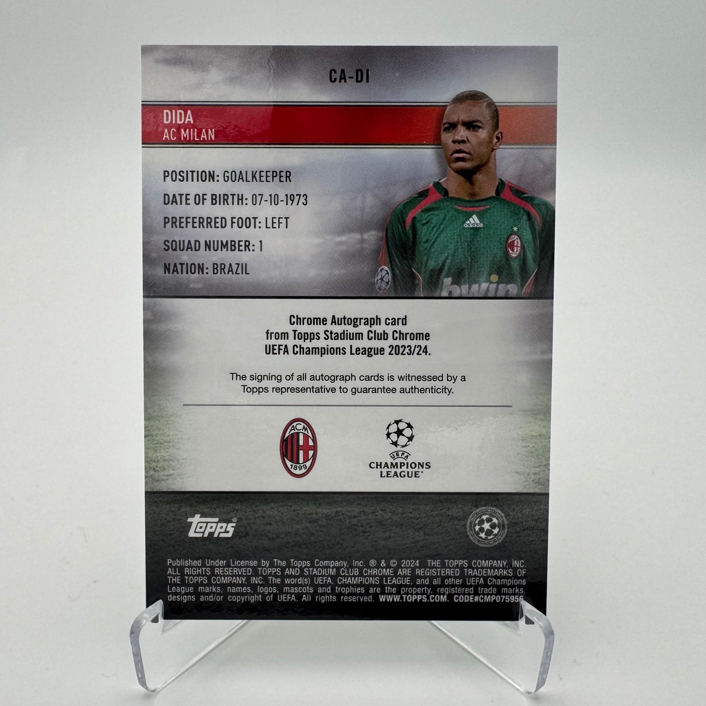 Dida - AC Milan - Topps Stadium Chrome 2024 - Auto Members Only 18/99