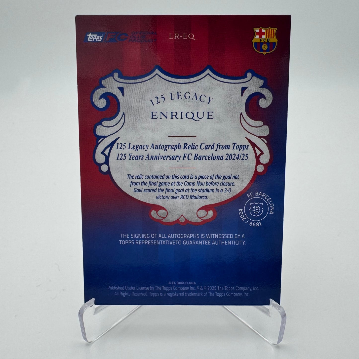Luis Enrique - FC Barcelona - Topps Barcelona 125 - Auto Relic 3/5