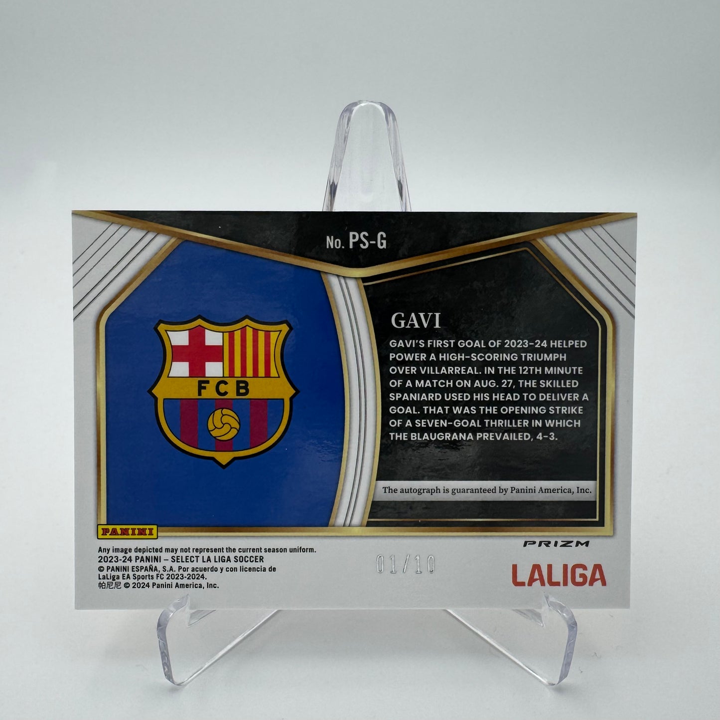 Gavi - FC Barcelona - Panini Select La Liga 23/24 - Auto 01/10