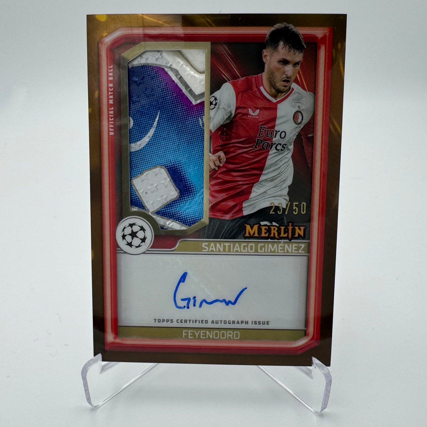 Santiago Gimenez - Feyenoord - Topps Merlin 2024 - Auto Relic 23/50
