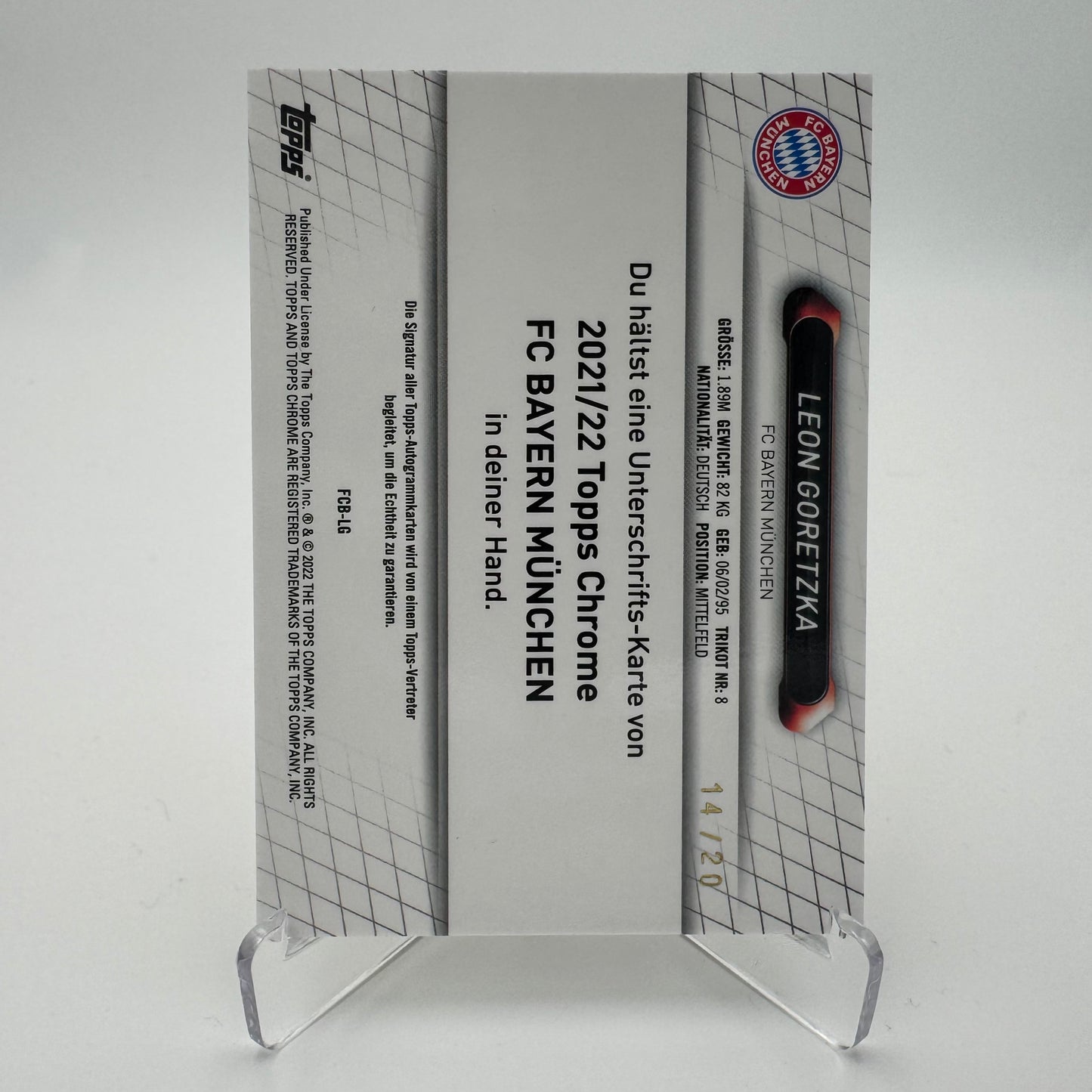 Leon Goretzka - FC Bayern Munchen - Topps Chrome Bayern - Auto On Card 14/20