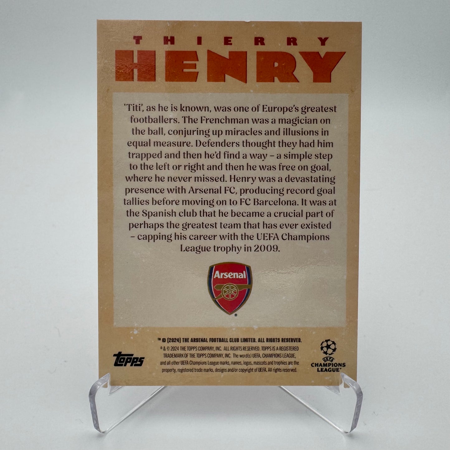 Thierry Henry - Arsenal FC - Topps Deco 2024 - 1/5 Artistry (SSP)