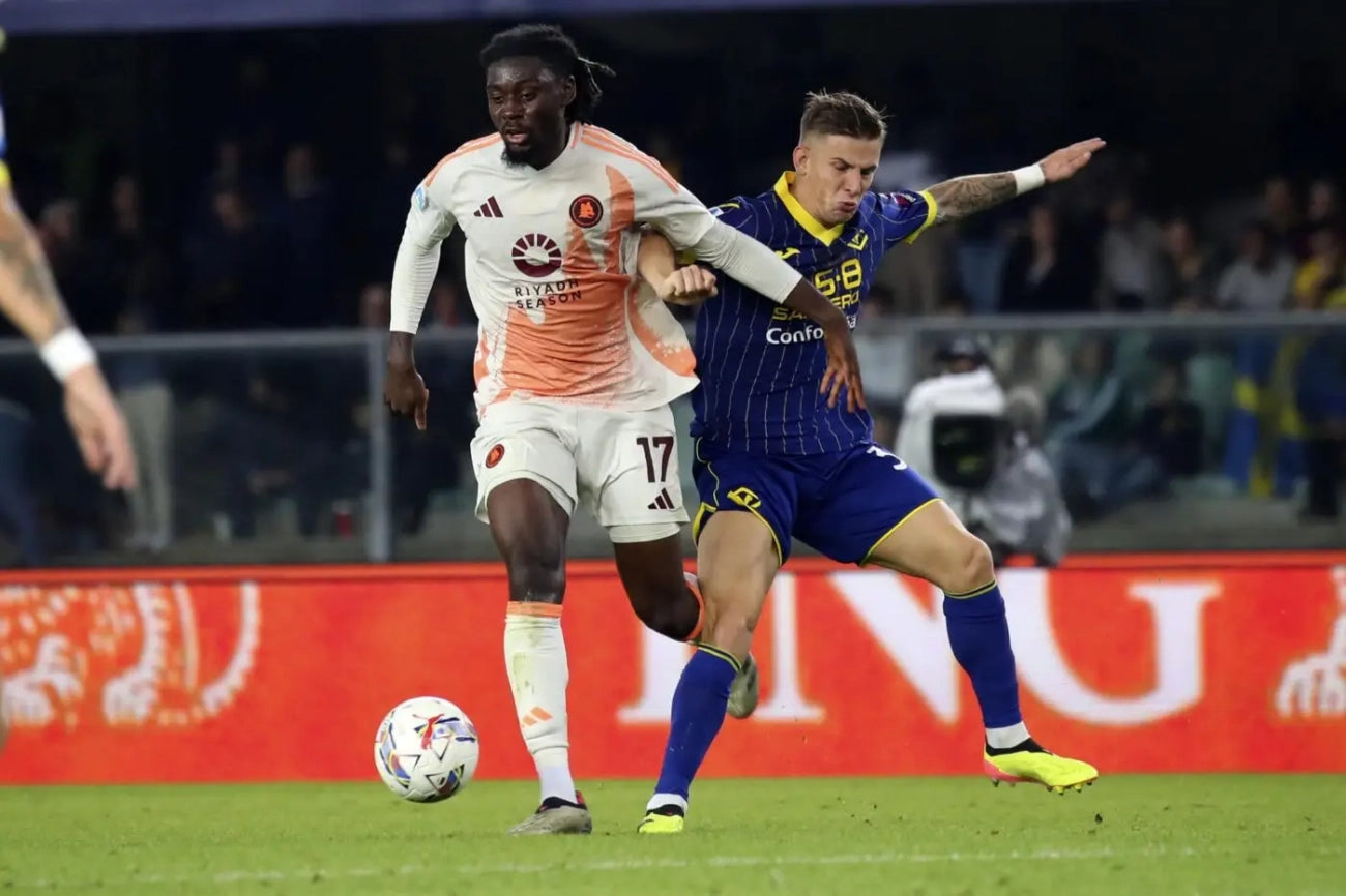 Maillot de foot porté et signé - Joueur: Manu Kone – AS Roma