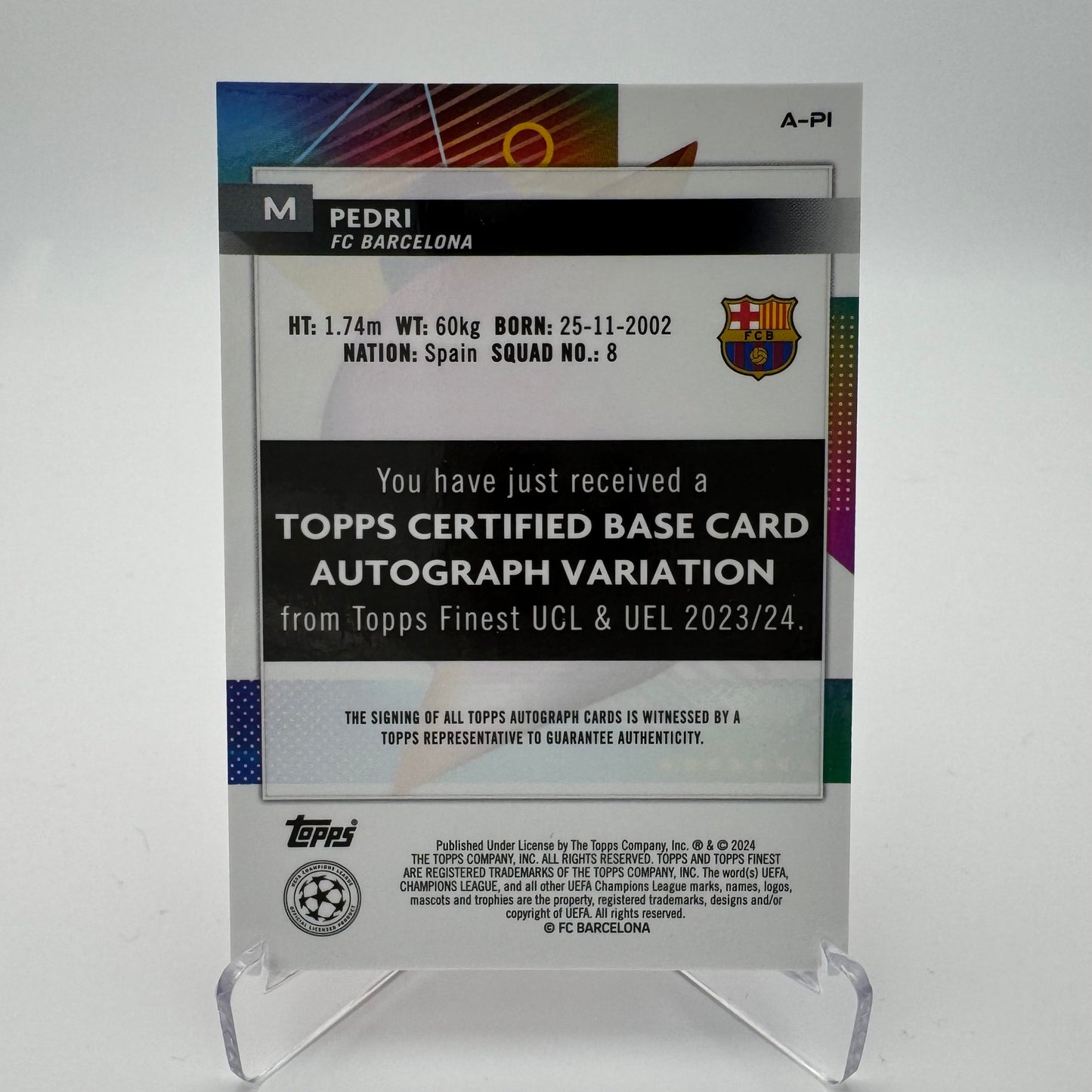 Pedri - FC Barcelona - Topps Finest UCC 23/24 - Auto 23/25