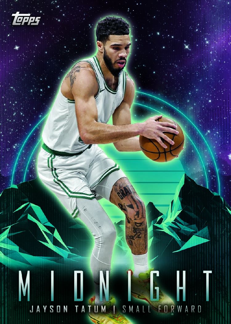 carte issue de la collection topps midnight basketball présentant le joueur Jayson Tatum