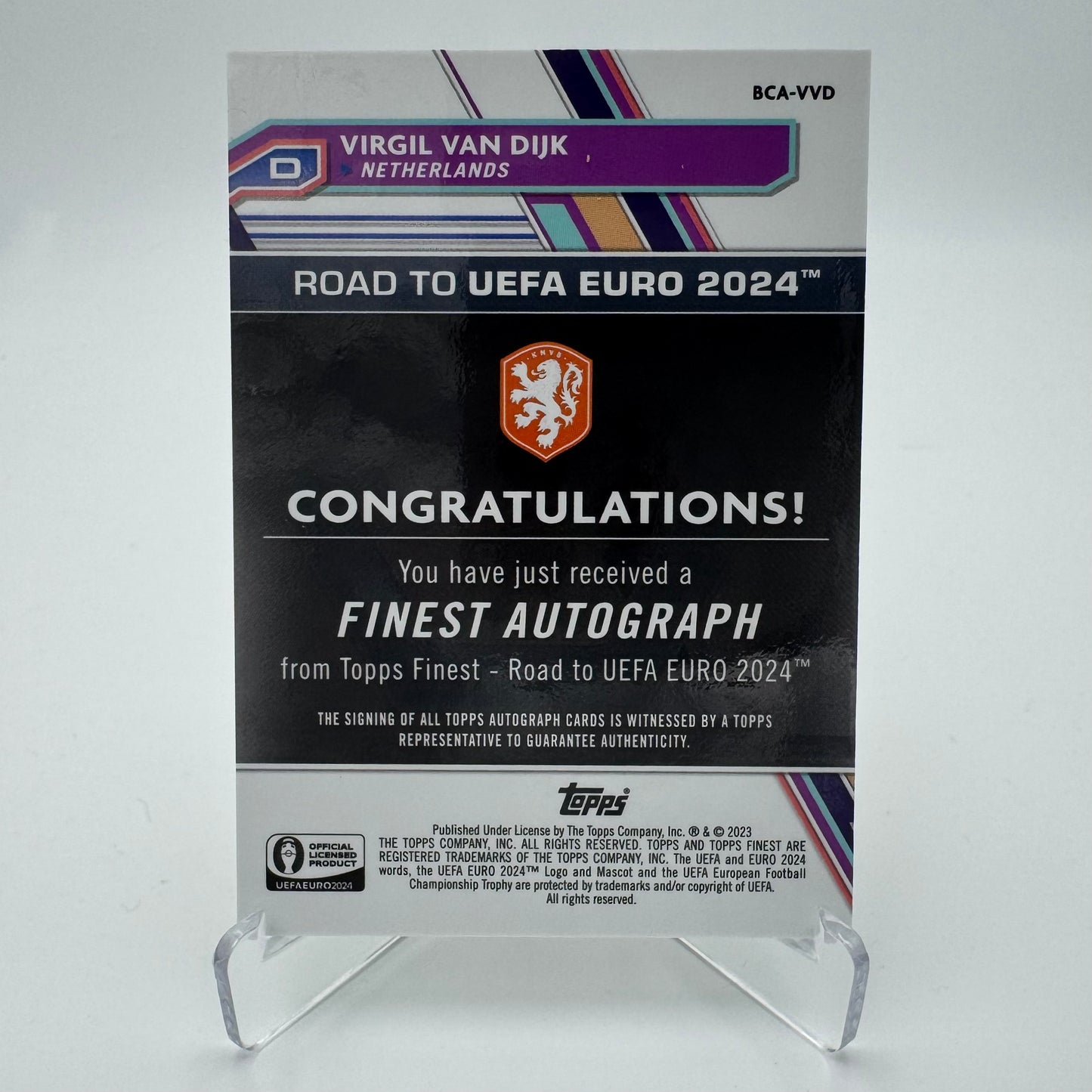 Virgil Van Dijk - Netherlands - ITopps Finest Road to UEFA EURO 2024 - Auto 49/99