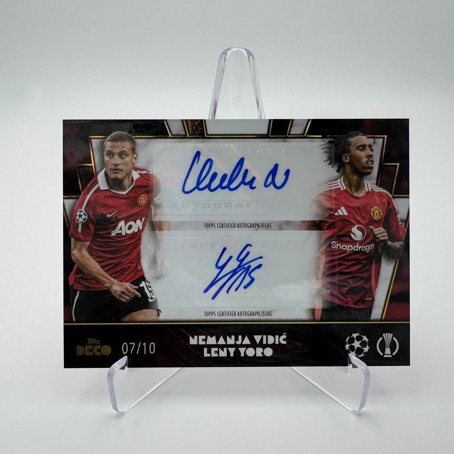 Nemanja Vidic / Leny Yoro - Manchester United - Topps Deco 2024 - Dual Auto 07/10