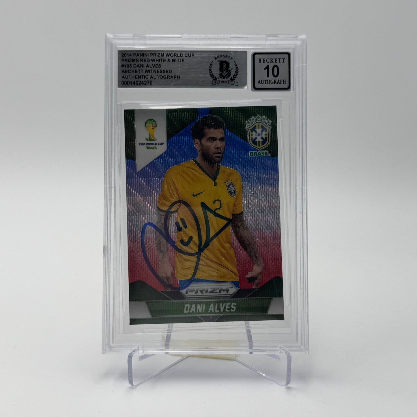 Dani Alves - Brazil - Panini Prizm World Cup Brasil - Authentic Auto - Beckett 10