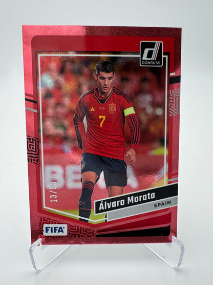 Alvaro Morata - SPAIN - Panini Donruss 23/24 - 13/99 (Color Match Red)