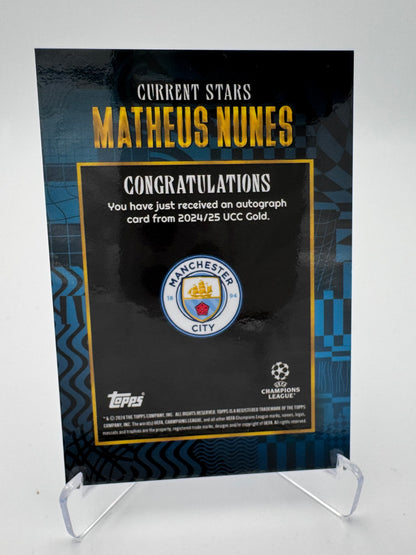 Matheus Nunes - Manchester City - Topps Gold 2024 - Auto - 13/49
