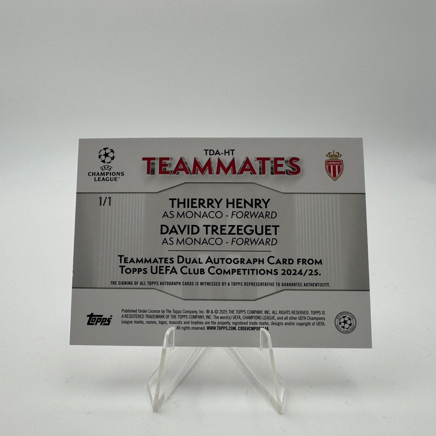 Thierry Henry / David Trezeguet - Monaco - Topps UCC 2024/25 - Dual Auto - 1/1