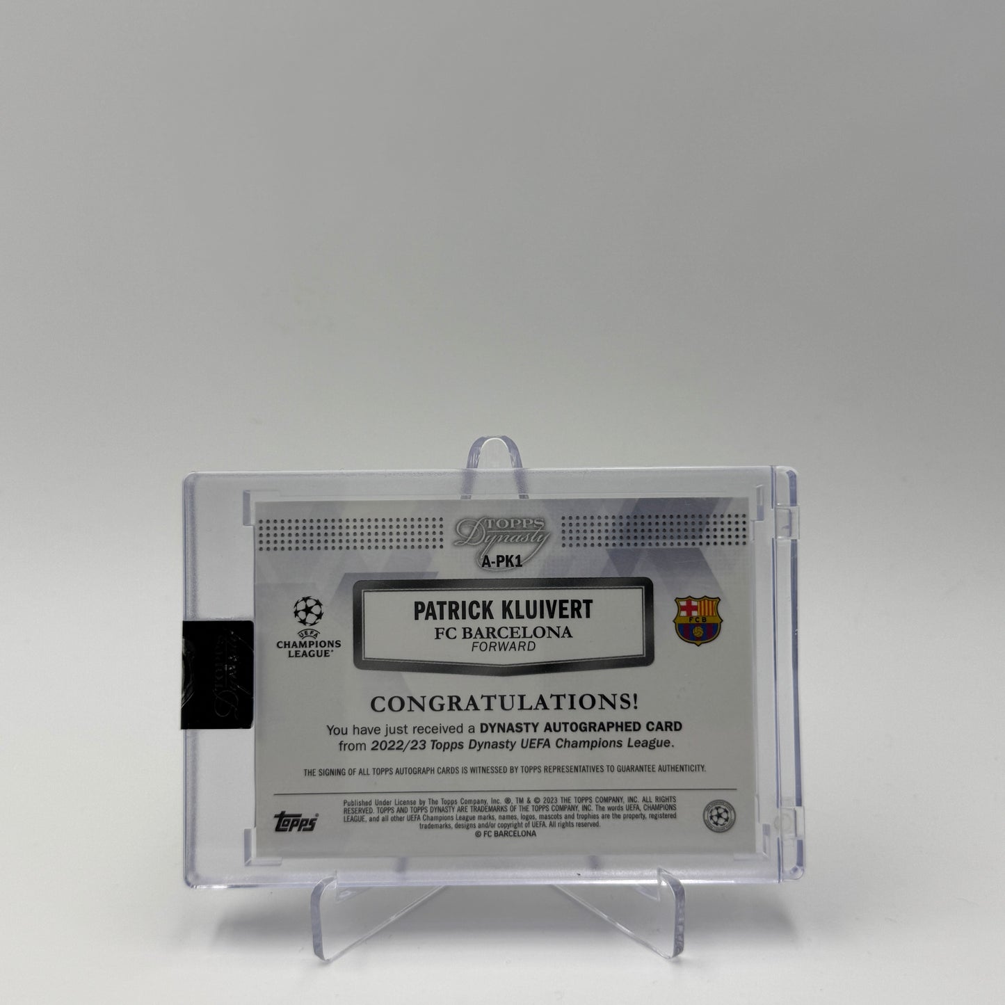 Patrick Kluivert - FC Barcelona - Topps Dynasty 22/23 - Autograph On Card 2/5