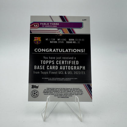 Pablo Torre RC - FC Barcelona - Topps Finest UCC 22/23 - Autograph 08/99