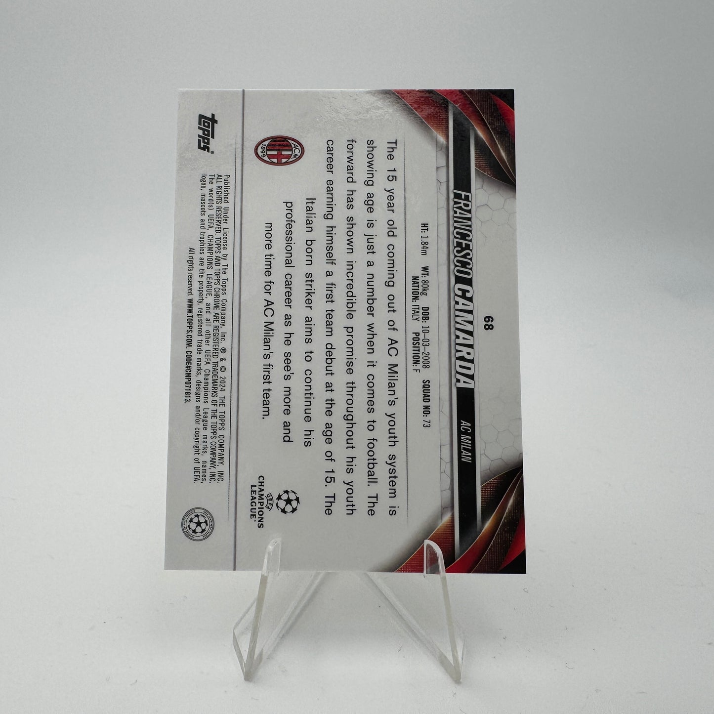 Francesco Camarda RC - AC Milan - Topps Merlin 23/24 - 182/299