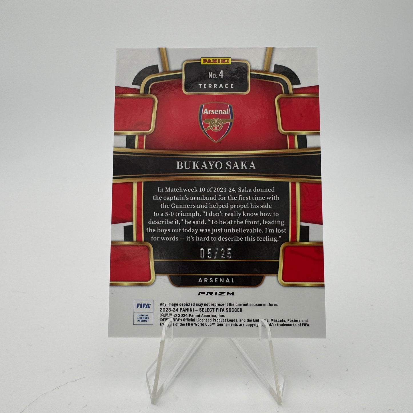 Bukayo Saka - Arsenal - Panini Select FIFA 2023/24 - 05/25
