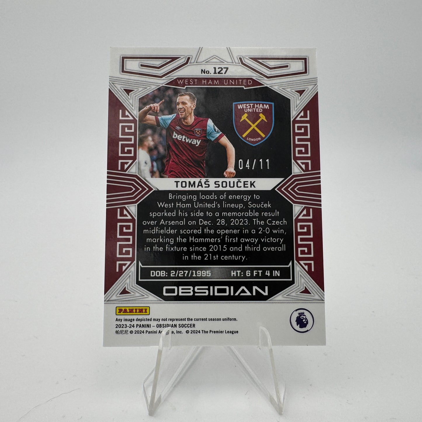 Tomas Soucek - West Ham United FC - Panini Obsidian 2023/24 - 04/11