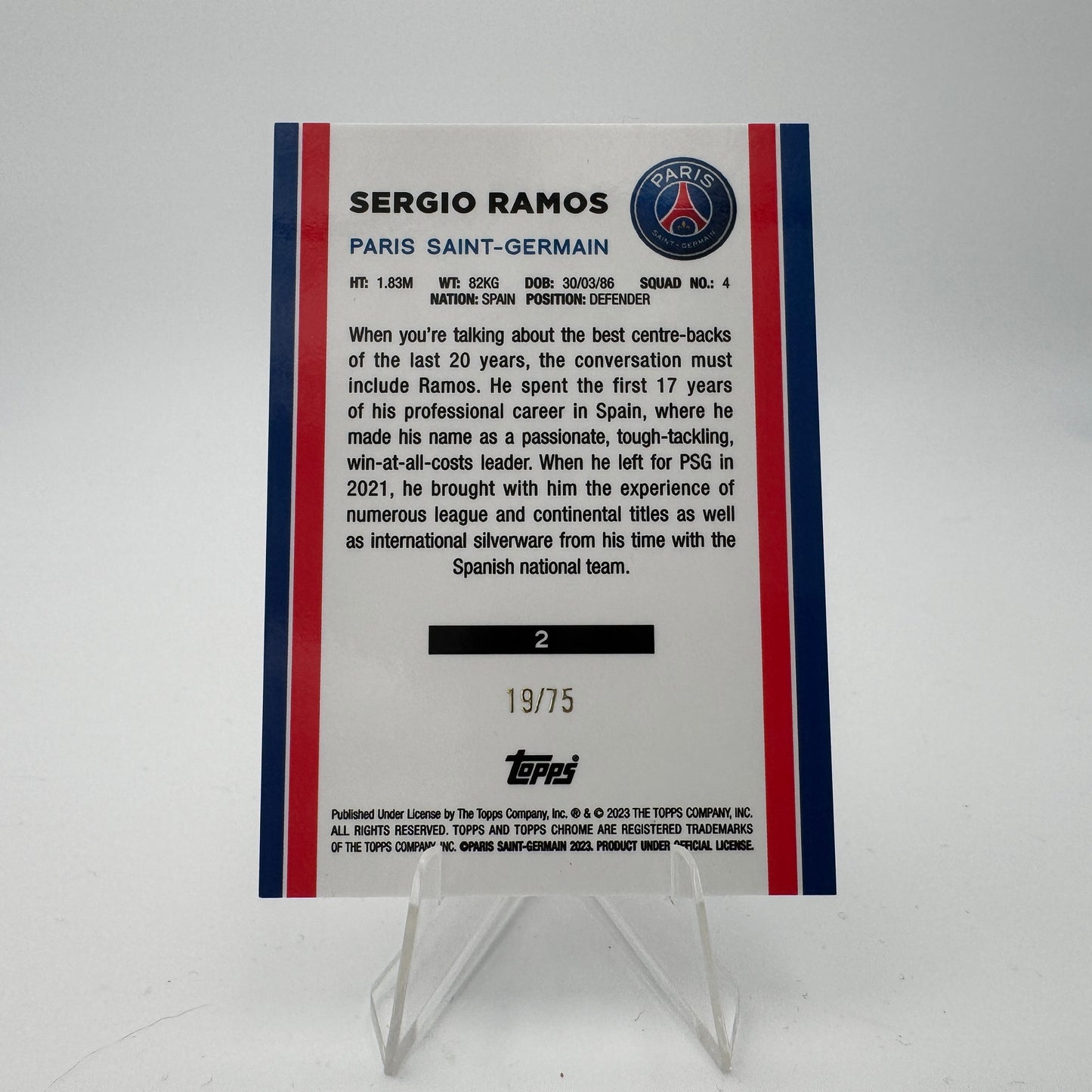 Sergio Ramos - Paris Saint Germain - Topps Chrome Set PSG - 19/75