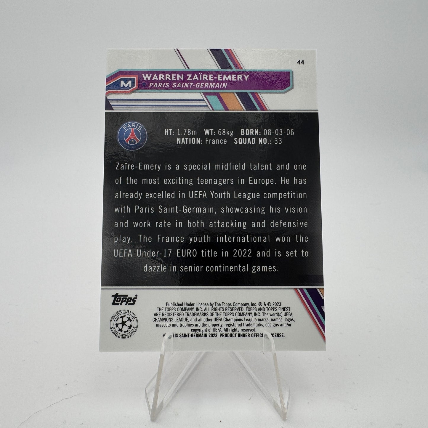 Warren Zaire Emery RC - Paris Saint Germain - Topps Finest UCC 2022/23 - 59/75