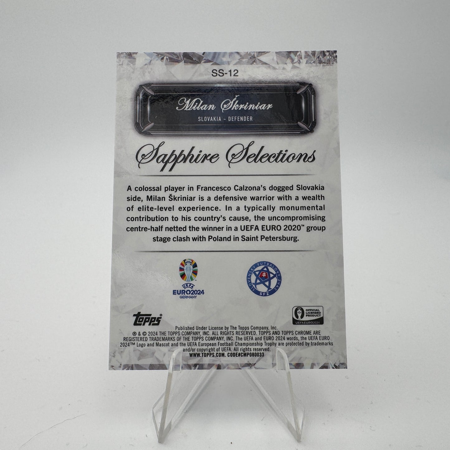 Milan Skriniar - Slovakia - Topps Chrome Sapphire EURO 2024 - Sapphire Selections 21/25
